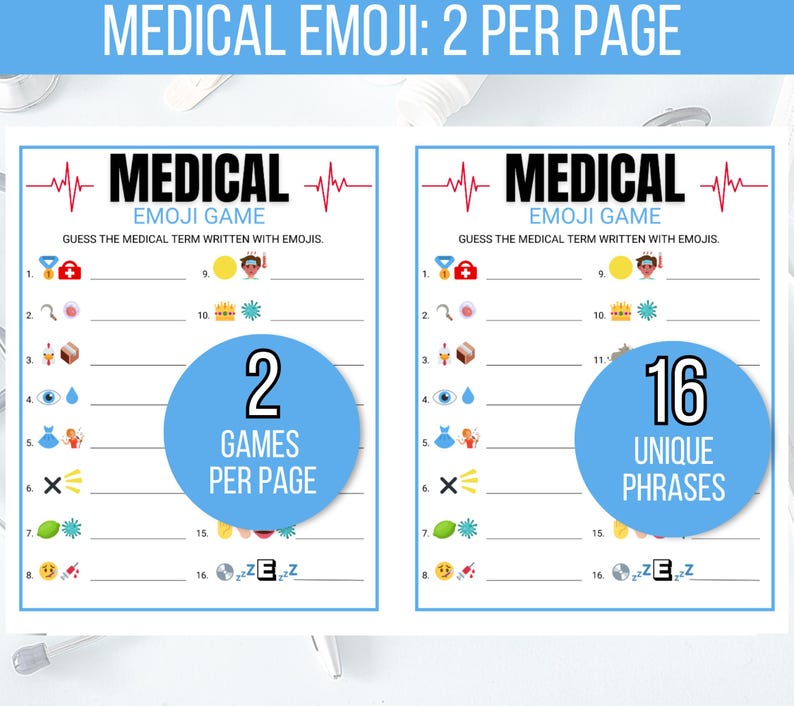 Medical Emoji Game, Emoji Medical Game, Medical Emoji Activity, Medical