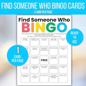 Conheça-se Bingo, Encontre alguém que faça Bingo, Encontre o convidado Bingo, Bingo quebra-gelo, Jogo quebra-gelo, Atividade quebra-gelo, Bingo em sala de aula imagem 2