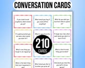 210 Conversation Cards, Conversation Starters, Road Trip Conversation Cards, Family Conversation Starter Cards, Icebreaker Game, Dinner Card