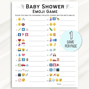 Baby Shower Emoji Game, Emoji Baby Shower Game, Baby Emoji Game, Baby Phrases Emoji Game, Baby Shower Games Printable, Emoji Baby Sprinkle