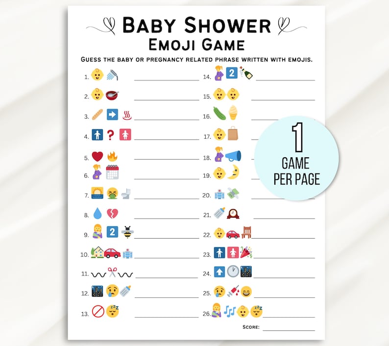 Baby Shower Emoji Game, Emoji Baby Shower Game, Baby Emoji Game, Baby Phrases Emoji Game, Baby Shower Games Printable, Emoji Baby Sprinkle