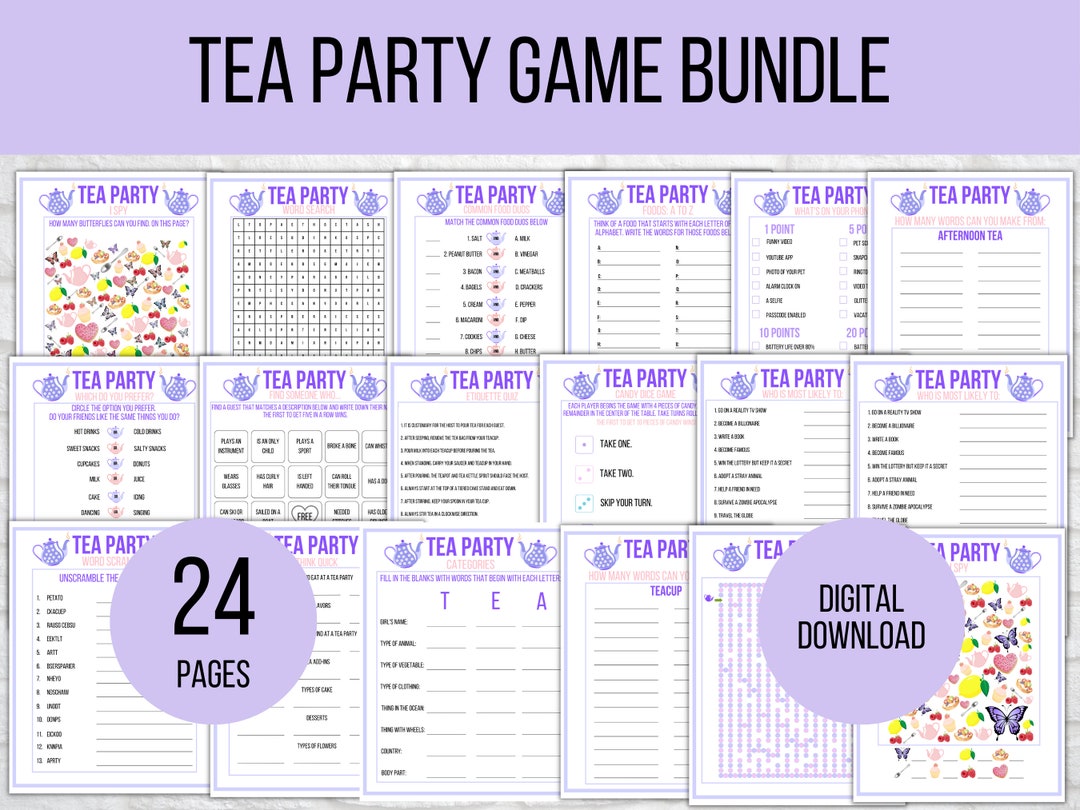 Tea Party Games Printable Tea Party Activities Girls Tea - Etsy