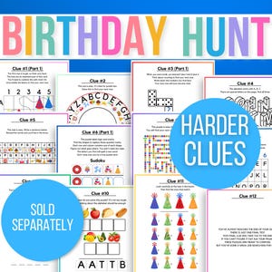 Indoor Birthday Treasure Hunt, Indoor Birthday Scavenger Hunt, 40 Treasure Hunt Birthday Clues, Kids Treasure Hunt Clues, Birthday Printable