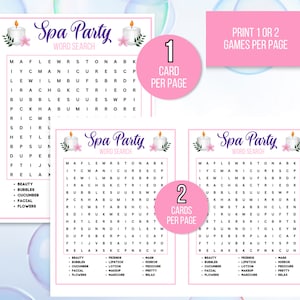 Spa Puzzled Spa Party Games Printable, Spa Party Activities, Girls Spa Party Games ...