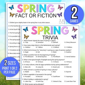 Frühlings-Trivia-Spiel, Frühlingsspiel, Frühlingsparty-Trivia-Spiel, Frühlingspartyspiel, Frühlingsfakt oder Fiktion, Druckbares Frühlingsspiel