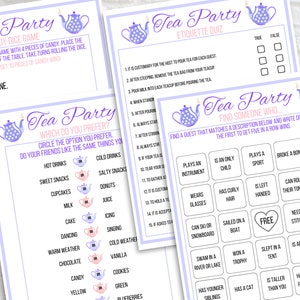 Tea Party Games Printable, Tea Party Activities, Girls Tea Party Games ...