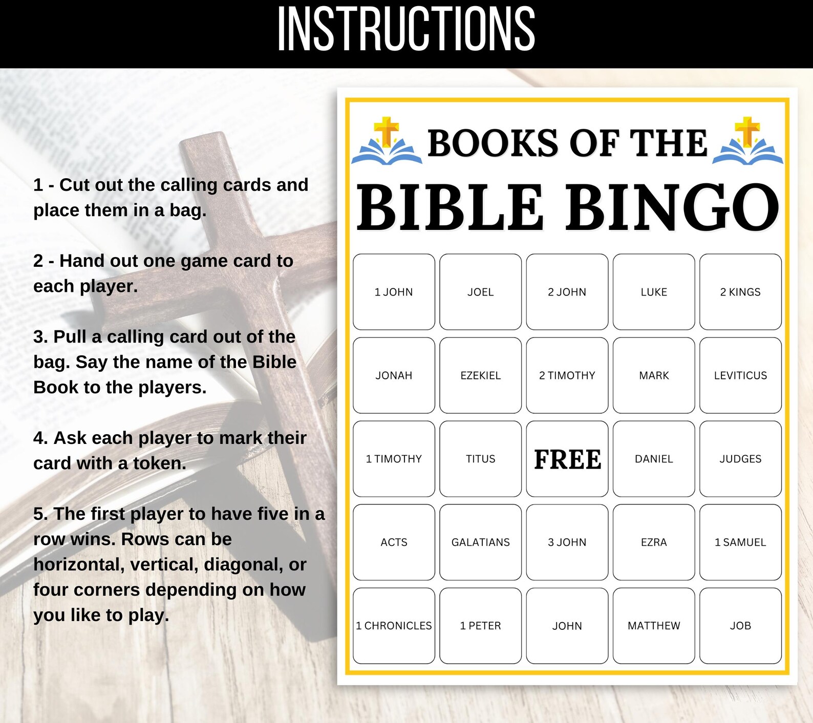Books of the Bible Bingo, Bible Bingo, 60 Bible Bingo Cards, Bible ...