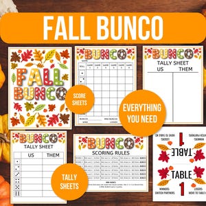 Fall Bunco Score Sheet, Fall Bunco, Fall Bunco Game, Fall Bunco Scorecards, Bunco Game Rules, Bunco Table Numbers, Bunco Tally Sheet, Autumn