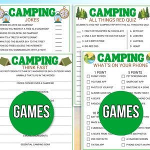 Camping Games, Camping Party Games, Camping Activities, Camping Games for Kids, Camping Printable, Camping Activities, Camping Games Bundle