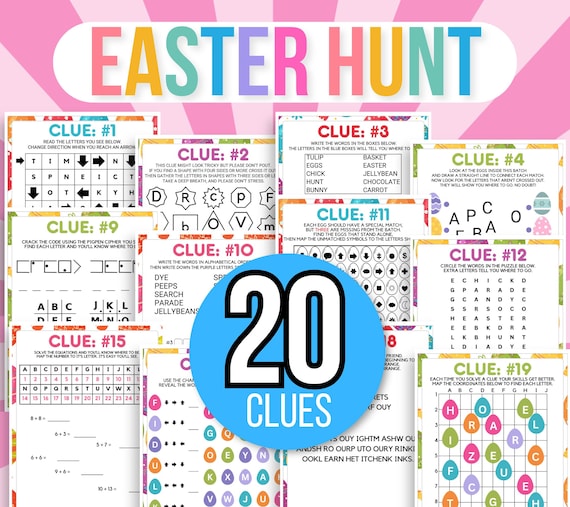 Indoor Easter Treasure Hunt For Teens, Easter Scavenger Hunt, Treasure Hunt Easter Clues, Teens Easter Escape Room Puzzles, Easter Hunt
