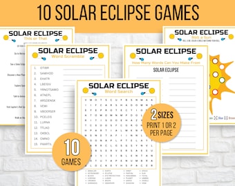 Solar Eclipse Games, Printable Solar Eclipse Games, Solar Eclipse Game for Kids,  Eclipse Worksheets, Solar Eclipse Activity, Eclipse Party