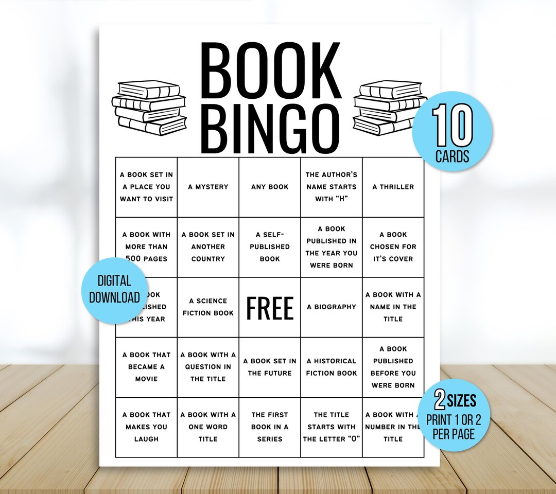 Book Bingo, 10 Printable Book Bingo Cards, Book Bingo Challenge, Book Book Bingo, 10 Printable Book Bingo Cards, Book Bingo Challenge, Book