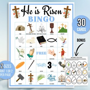 Resurrection Bingo Easter Bible Bingo Easter Sunday Bingo Crucifixion ...