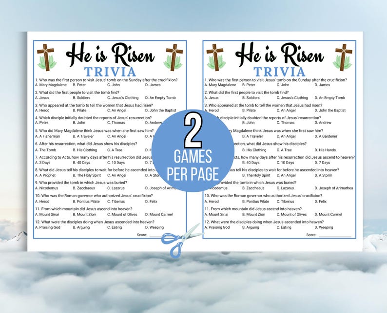 Easter Bible Trivia, Resurrection Trivia, He is Risen Trivia, Religious Easter Trivia, Holy Week Trivia, Bible Easter Games, Easter Activity