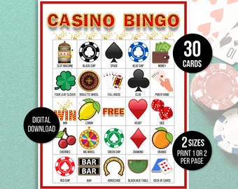 Casino Bingo, Casino Game, Casino Party Activity, Casino Printable, Casino Party Game, Casino Birthday Party, Casino Party Game for Adults