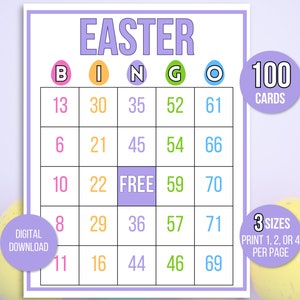 Easter Bingo, 100 Easter Bingo Cards, Easter Party Game, Easter Activity, Easter Game, Easter Carte Bingo for Kids, Printable Easter Bingo
