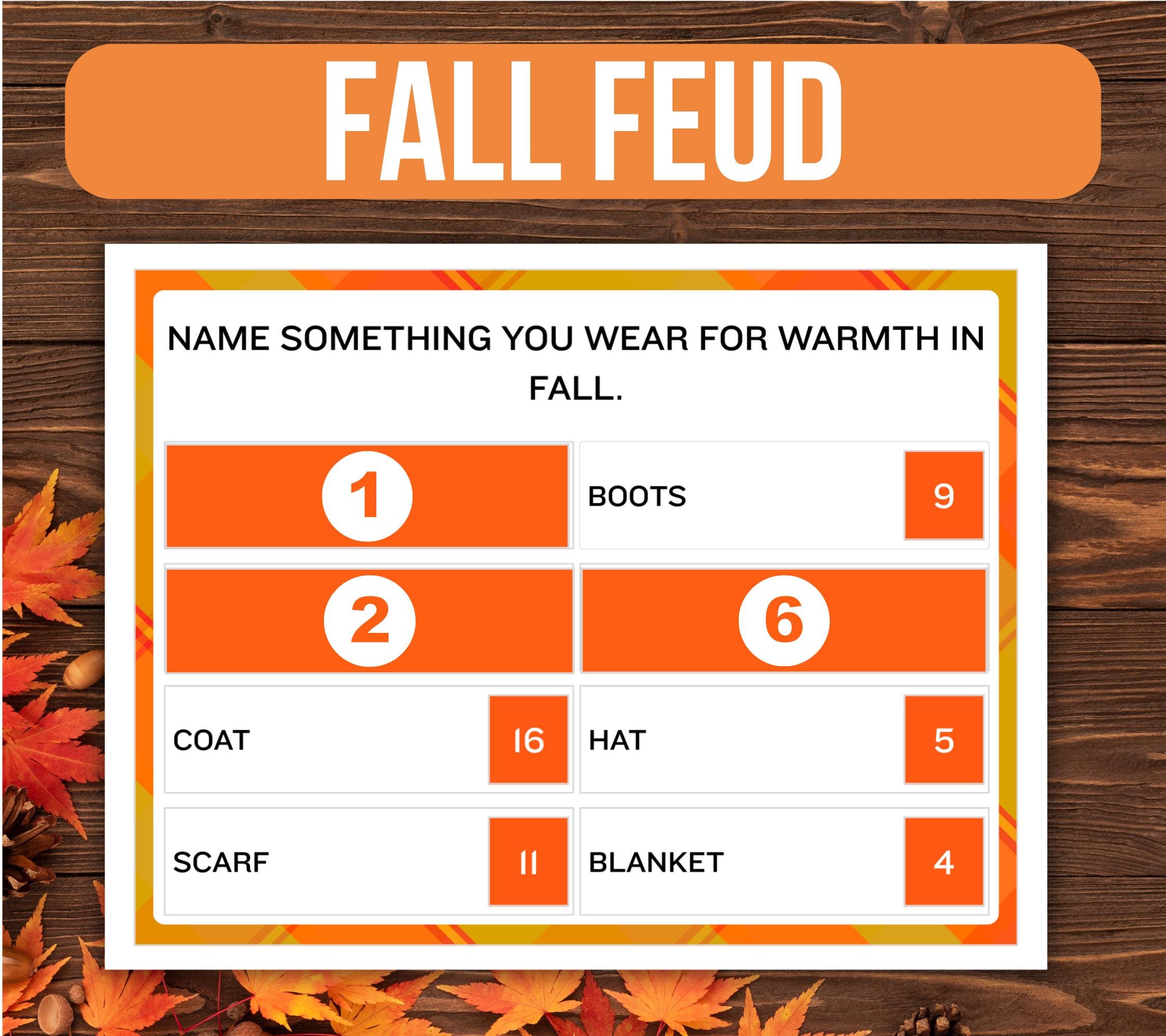 Fall Feud Game, Autumn Feud Game, Fall Activity, Fall Game, Fall ...