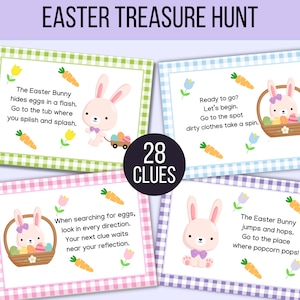 Indoor Easter Scavenger Hunt for Kids, Indoor Treasure Hunt For Kids, Kids Easter Scavenger Hunt, Treasure Hunt Easter Clues, Easter Hunt