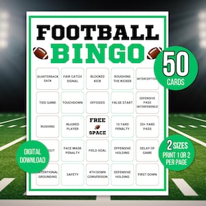 Fußball Bingo, 50 einzigartige druckbare Fußball Bingokarten, Fußballspiel, Fußballaktivität, Kinder druckbares Bingospiel, Kinder Fußball Bingo