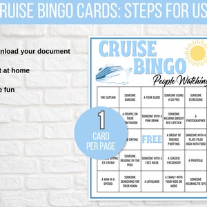 Cruise Bingo, 50 Printable Cruise Bingo Cards, Cruise Ship People Watching Bingo, Cruise Ship Game, Cruise Vacation Game, Family Cruise Game image 5