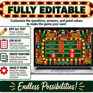 Christmas Friendly Feud Game, Christmas Friendly Feud Game, Friendly Feud Template, Friendly Feud, Christmas Activity, Christmas Party Game