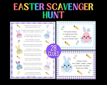 Indoor Easter Scavenger Hunt for Kids, Indoor Treasure Hunt For Kids, Kids Easter Scavenger Hunt, Treasure Hunt Easter Clues, Easter Hunt