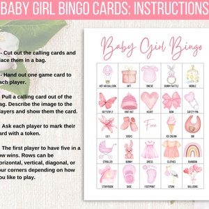 Baby Girl Bingo, 50 Baby Shower Bingo Cards, Baby Girl Shower Printable ...