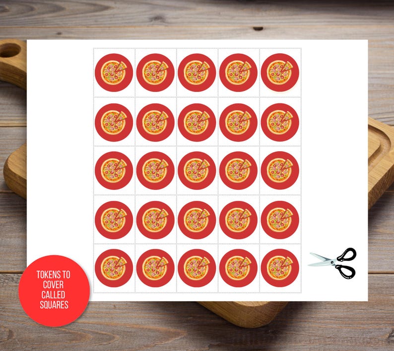 Pizza Bingo, Pizza Party Bingo, 50 Printable Pizza Bingo Cards, Pizza Game, Pizza Activity, Kid's Printable Bingo Game, Pizza Birthday Game