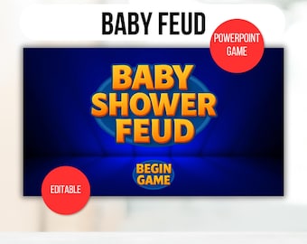 Editable Baby Shower Friendly Feud Game, Baby Shower Feud Game, Baby Shower Feud Template, Baby Shower Feud Customizable Game, Virtual Party