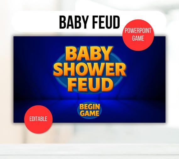 Editable Baby Shower Friendly Feud Game, Baby Shower Feud Game, Baby Shower Feud Template, Baby Shower Feud Customizable Game, Virtual Party