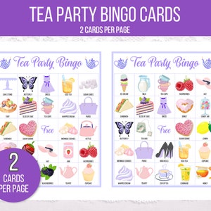 Tea Party Bingo, 40 Printable Tea Party Bingo Cards, Tea Party Game ...