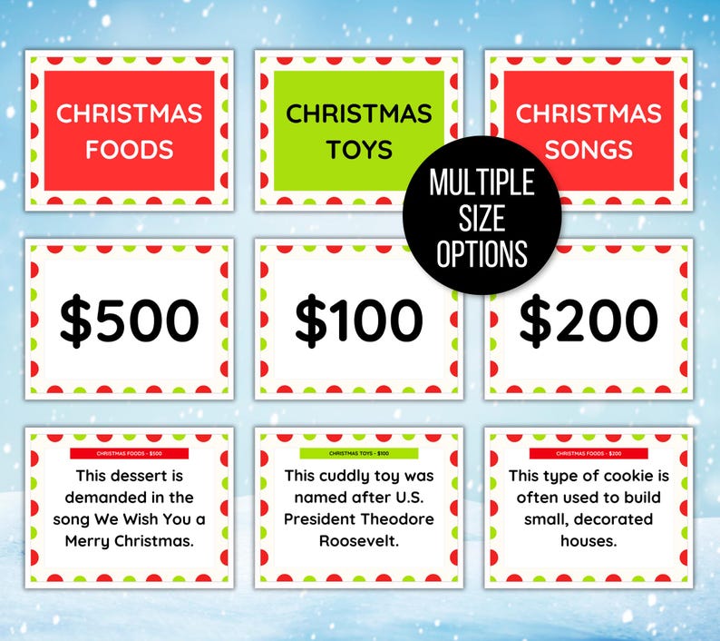 Christmas Jeoparty Game Bundle, Christmas Jeoparty Games, Christmas Jeoparty, Christmas Jeoparty Games for Kids, Teen Christmas Game, Trivia