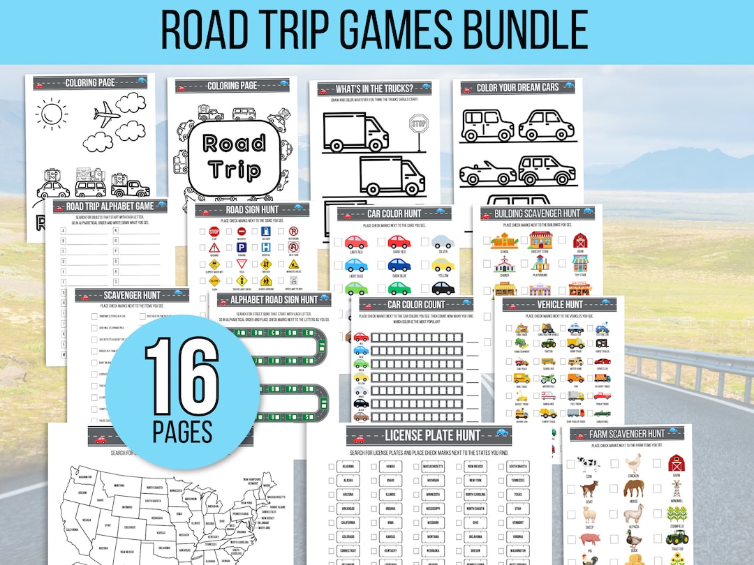 Kids Road Trip Games Printable, Travel Activities, Road Trip Games Bundle, Kids Travel Games ...