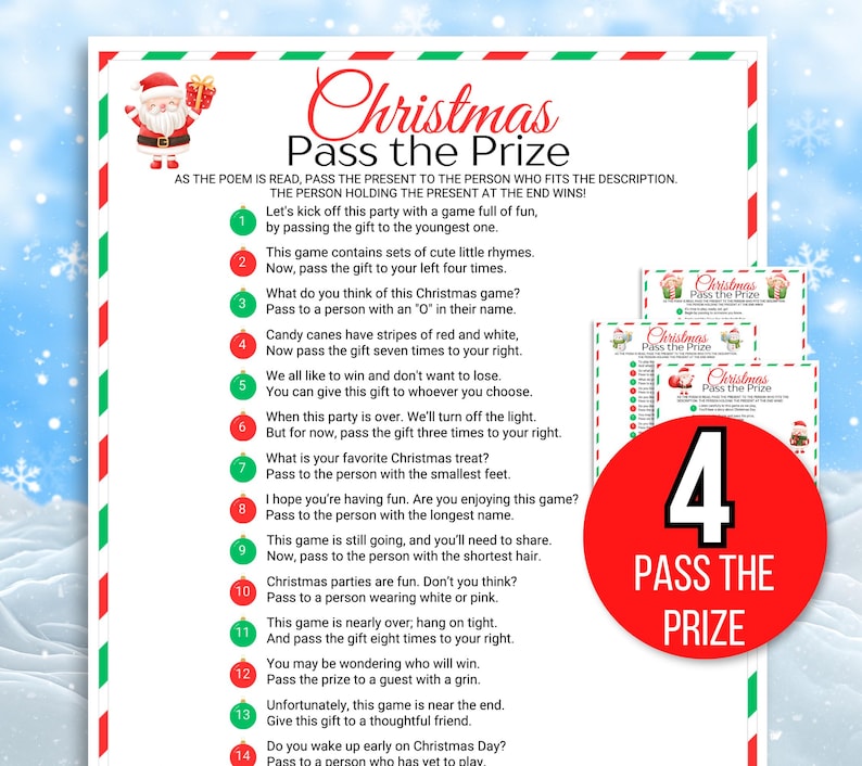 Christmas Pass the Parcel Game, Pass the Prize Game, Christmas Party Game, Teen Christmas Game, Pass the Present Game, Fun Christmas Game