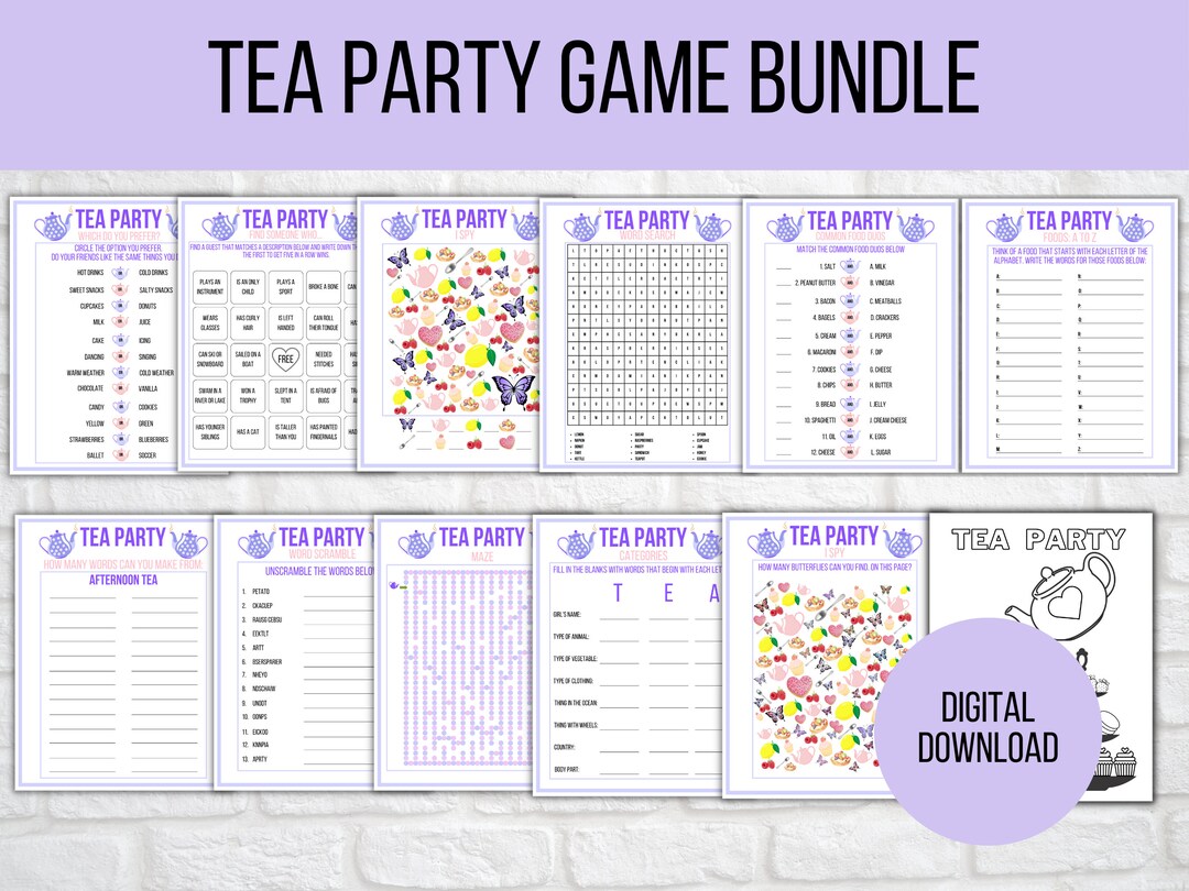 Tea Party Games Printable Tea Party Activities Girls Tea - Etsy