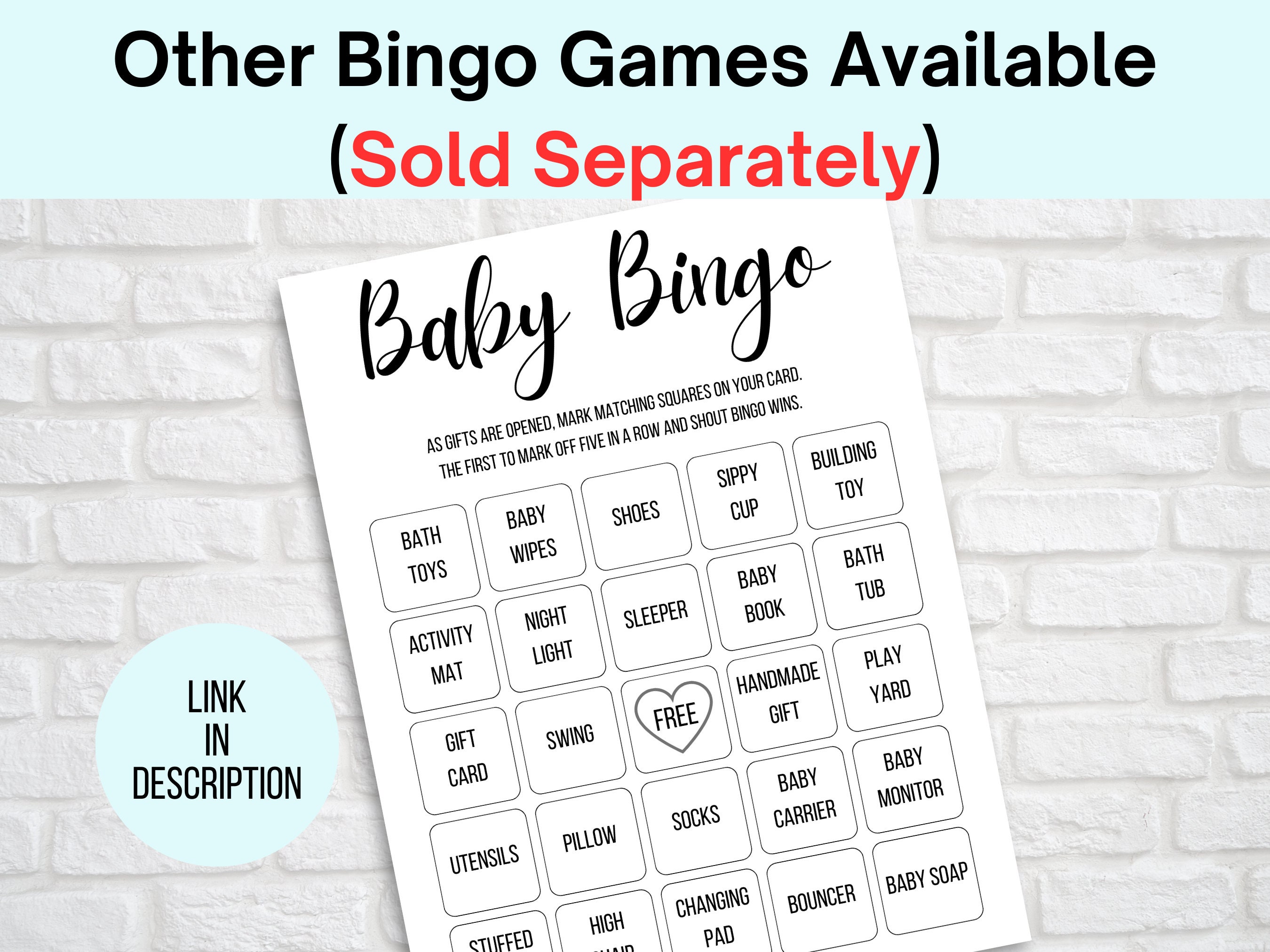 Blank Baby Shower Bingo Cards Baby Bingo Game Cards Baby - Etsy