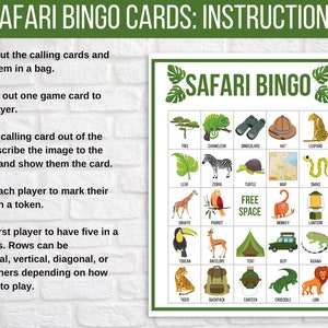 Safari Bingo, 30 Printable Safari Bingo Cards, Safari Party Game ...