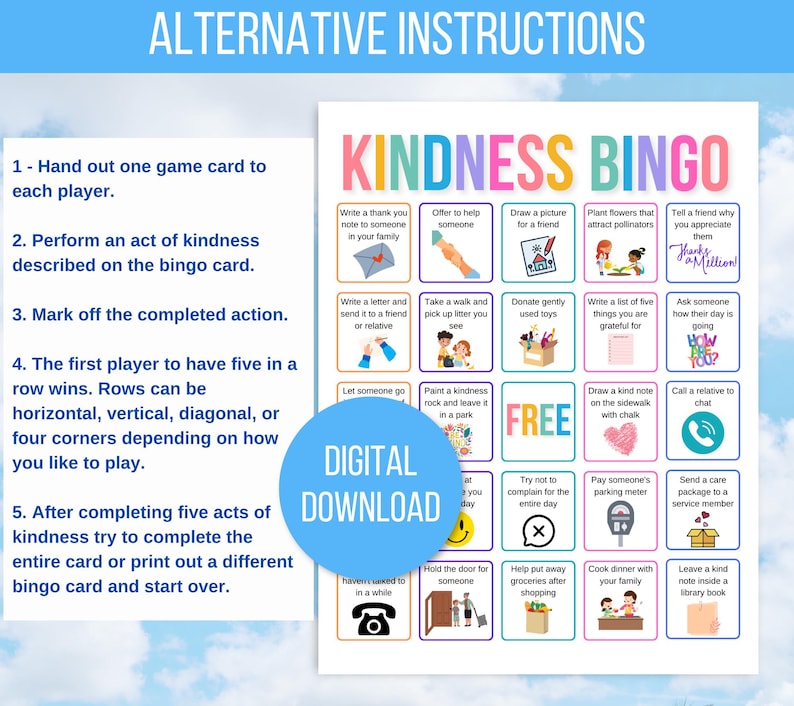 Kindness Bingo, 30 Kindness Bingo Cards, Acts of Kindness Bingo, Kid's Kindness Challenge, Kindness Activity, Kindness Game, Kindness Cards