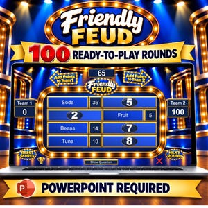 Editable Friendly Feud Game Template, Friendly Feud Game, Friendly Feud Template, Friendly Feud Customizable Game, Virtual Party Game, Feud