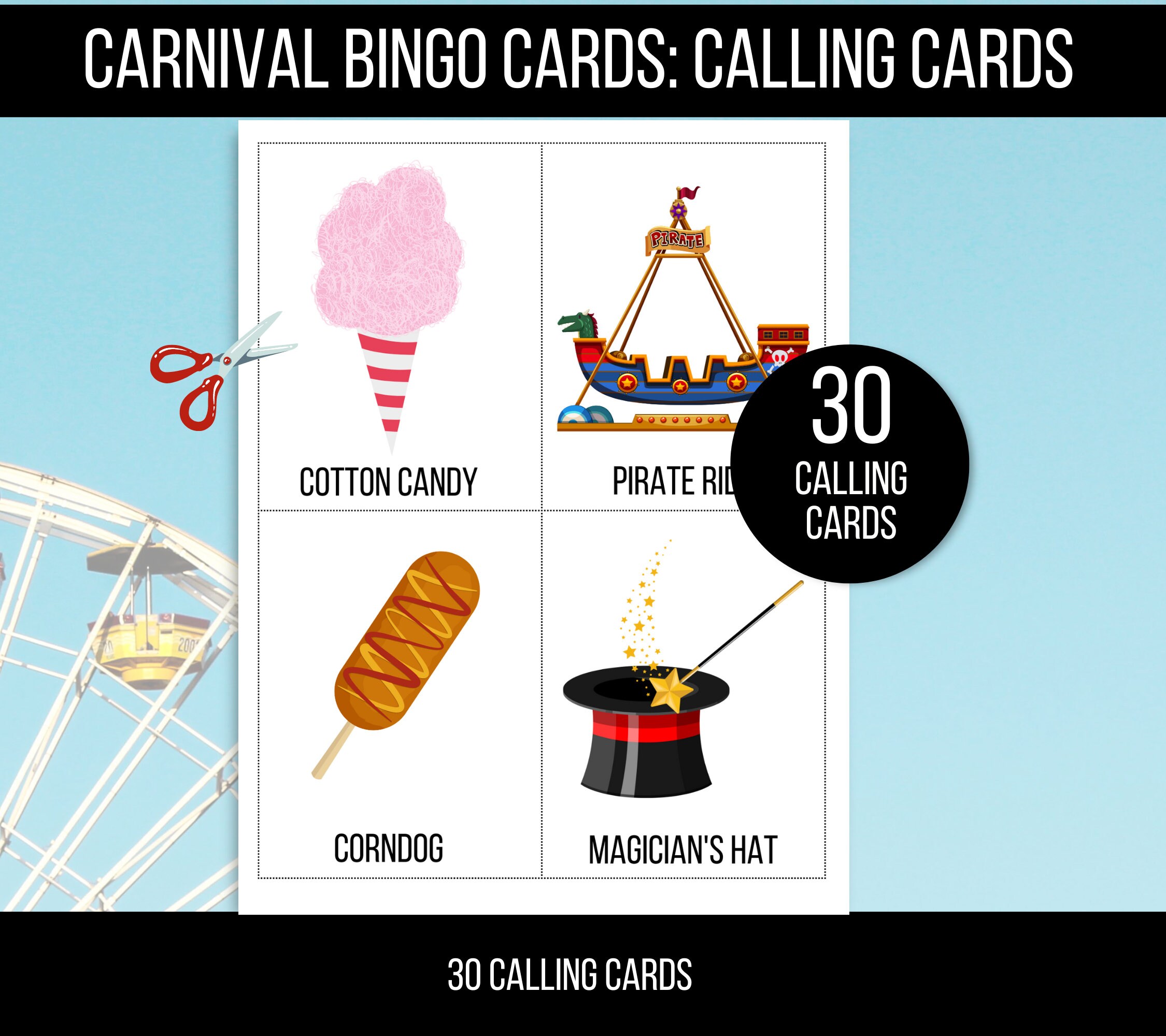Carnival Bingo, Carnival Game, Carnival Party Activity, Carnival ...