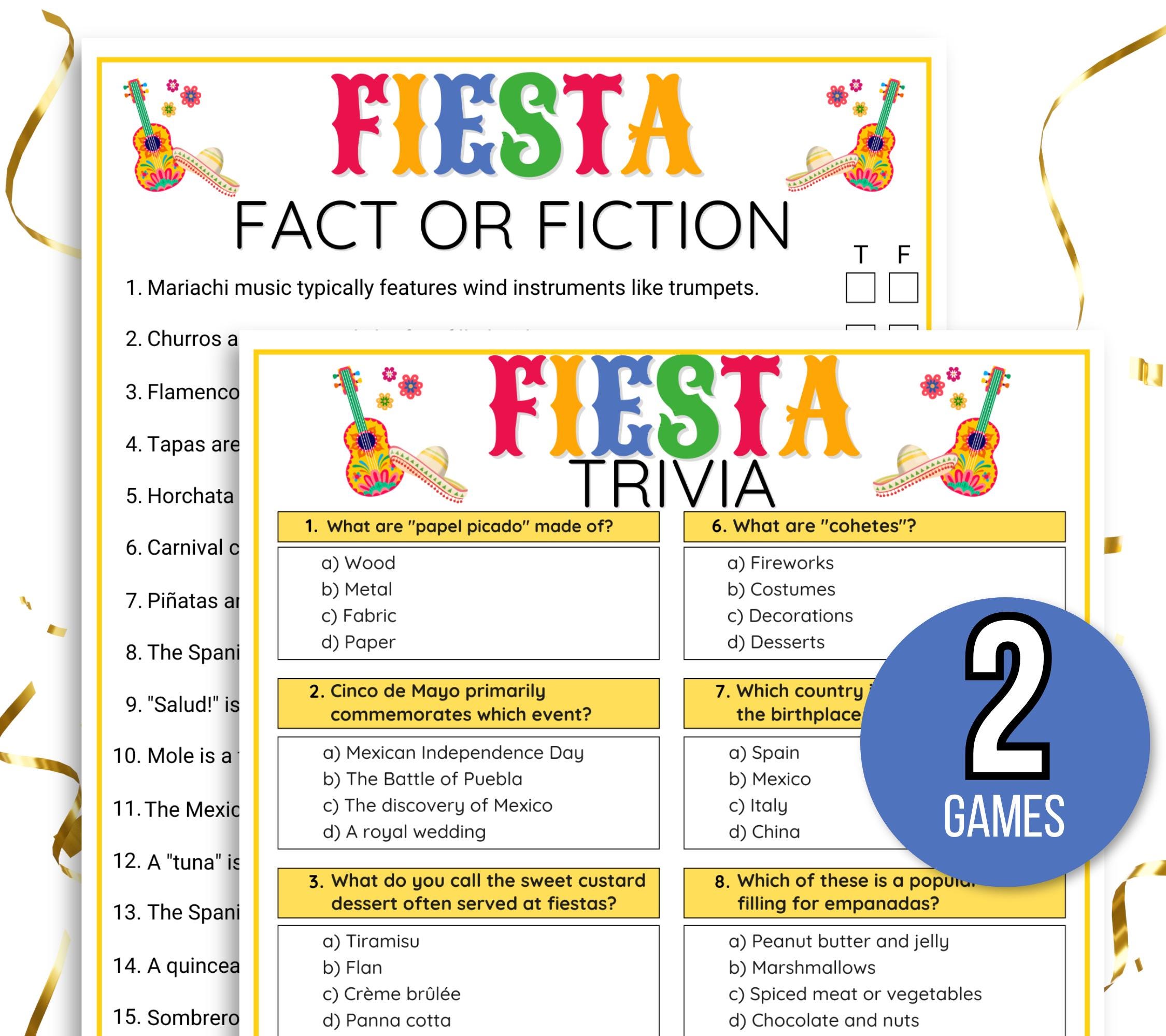 Fiesta Trivia Game, Cinco De Mayo Trivia, Fiesta Game, Fiesta Trivia Games, Fiesta Party Game, Fiesta Fact or Fiction, Fiesta Party Games