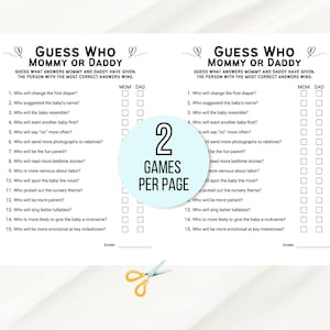 Guess Who Mommy or Daddy Game, Baby Shower Game, Mommy or Daddy Game, Baby Shower Game, Who Said It Trivia Game, Minimalist Baby Shower Game