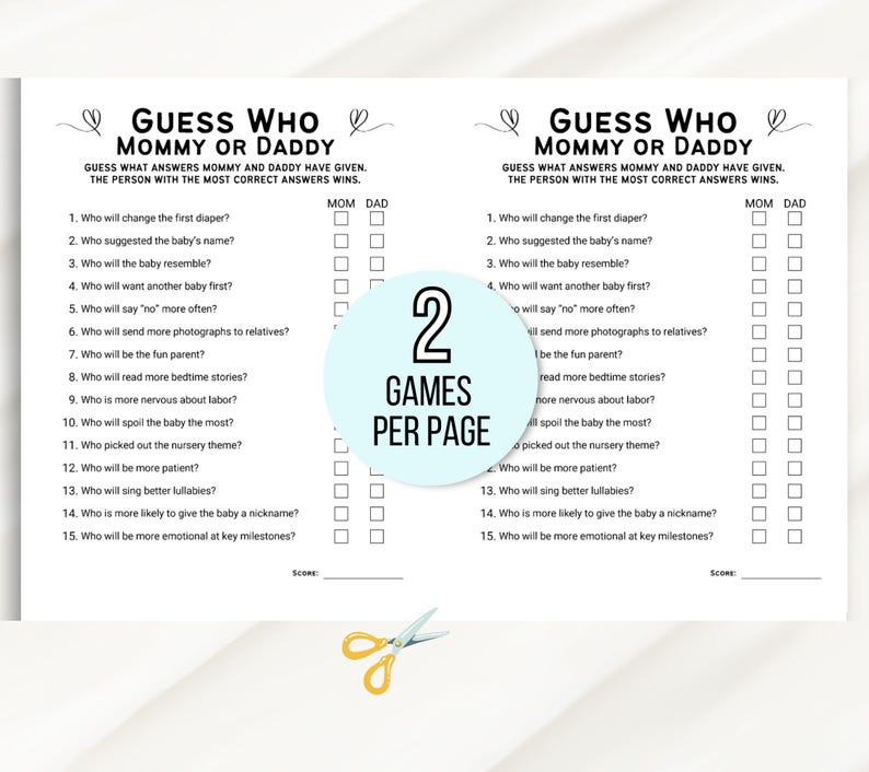 Guess Who Mommy or Daddy Game, Baby Shower Game, Mommy or Daddy Game, Baby Shower Game, Who Said It Trivia Game, Minimalist Baby Shower Game