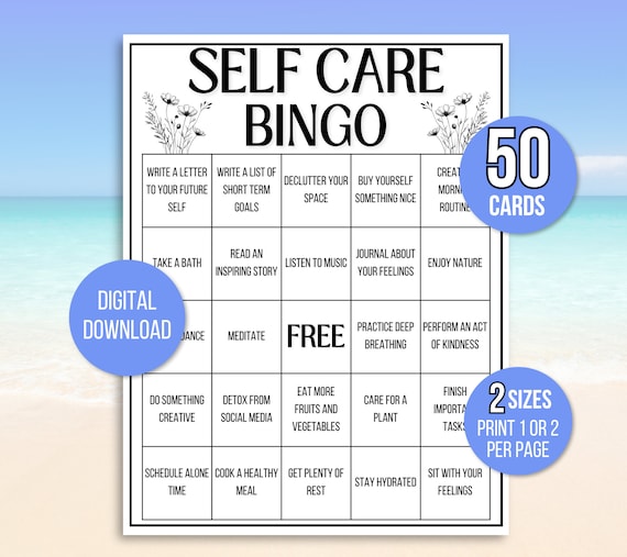 Self Care Bingo, 50 Self Care Bingo Cards, Self Care Challenge, Self Love Challenge, Wellness Bingo, Self Care Checklist, Self Care Activity