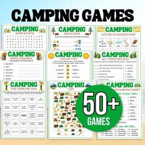 Camping Games, Camping Party Games, Camping Activities, Camping Games for Kids, Camping Printable, Camping Activities, Camping Games Bundle