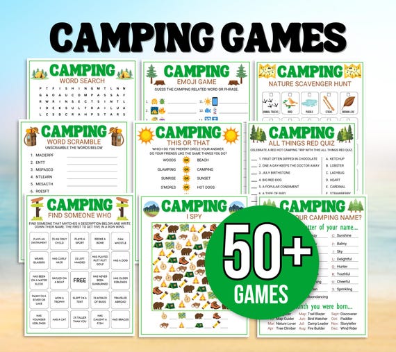 Camping Games, Camping Party Games, Camping Activities, Camping Games for Kids, Camping Printable, Camping Activities, Camping Games Bundle