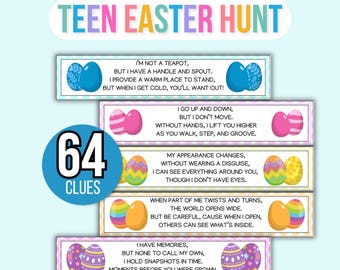 Easter Treasure Hunt For Teens and Tweens, Adult Easter Hunt, Treasure Hunt Easter Clues, Easter Egg Hunt for Teens, Teen Easter Hunt