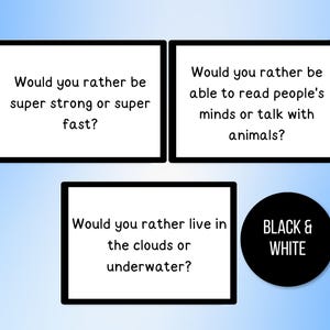 Would You Rather Questions for Kids, Conversation Starters, Road Trip Games, Family Friendly Game, Funny Questions Game, Funny Kid Game