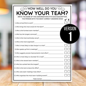 Office Games, Team Building Games, How Well Do You Know Your Team, Coworker Games, Happy Hour Office Party, How Well Do You Know Your Boss