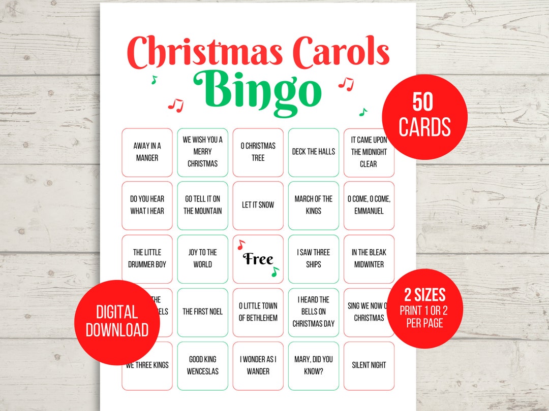 Christmas Carol Bingo 50 Printable Christmas Carol Bingo Cards Christmas Carol Bingo 50 Printable Christmas Carol Bingo Cards